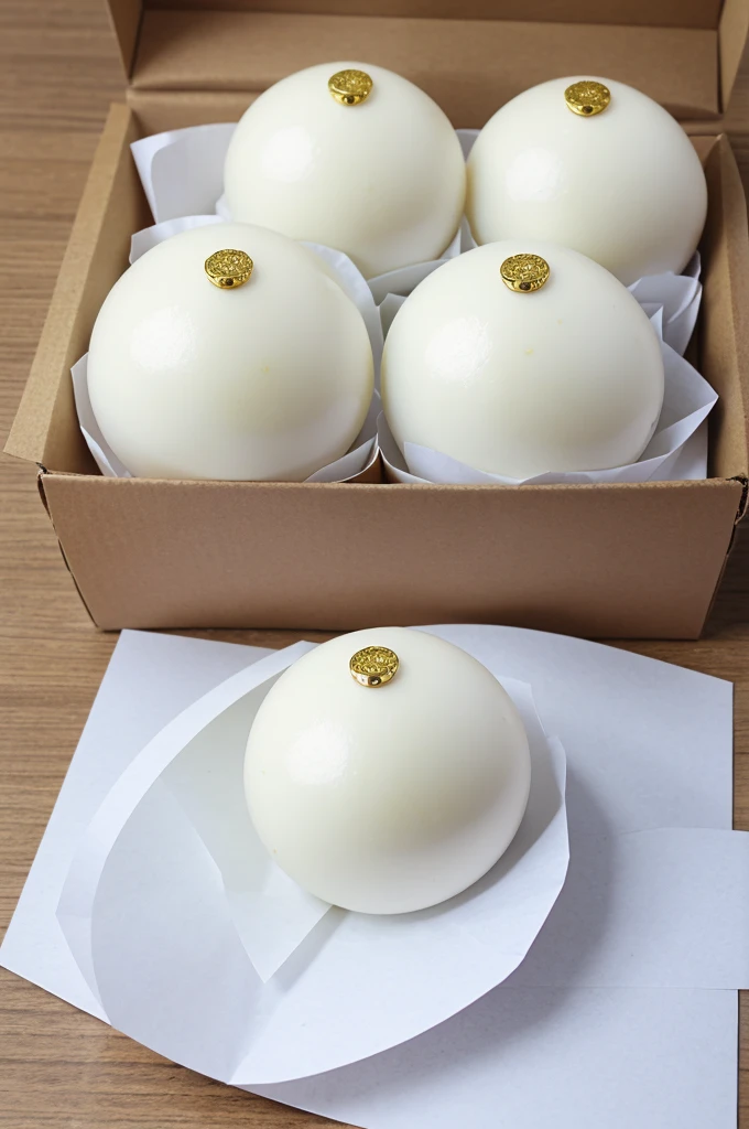 Create white rasgullas in boxes of paper