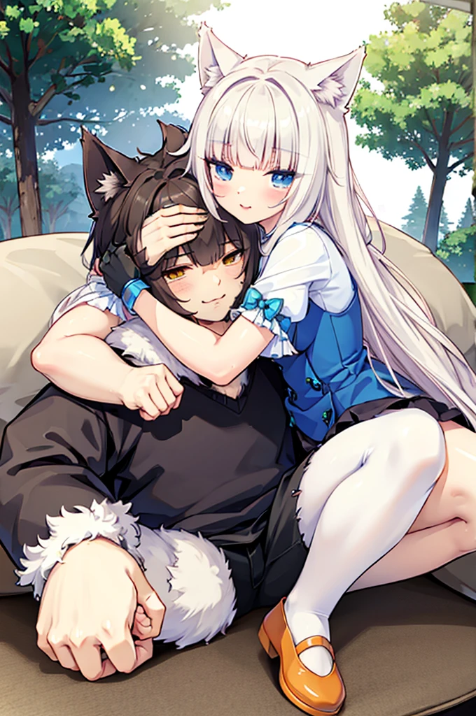 cat beast, wolf beastman, Cute couple