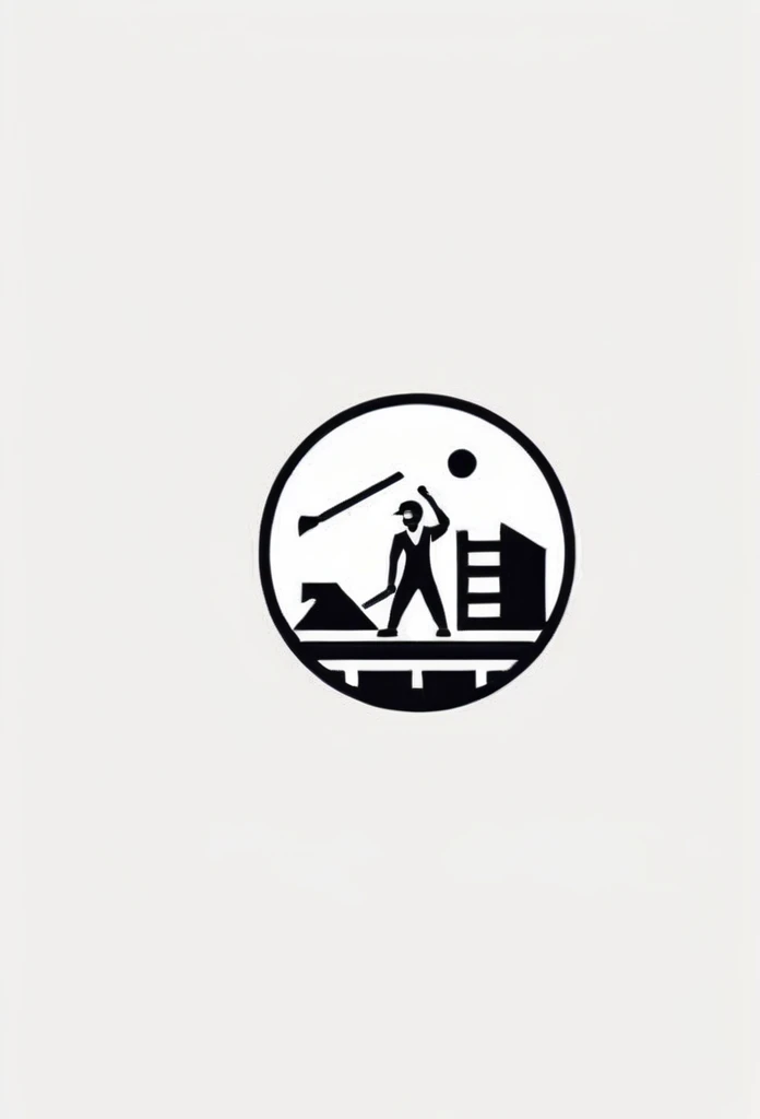 A stylish logo for a Japanese building construction company
On the logo、A cool, chic and modern design featuring people doing chipping work. The monochrome background is pure white.