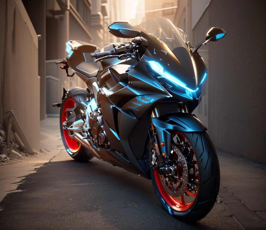 arafed motorcycle with a red rim and a black body, motorcycle concept art, 3D Rendering, 3D Rendering N-9, futuristic motorcycle, Airbrush Rendering, daniel maidman octane rendering, 3d rendering octane, 3d rendering octane, Cycle Rendering, motorcycle, Loop 3D rendering, Extreme Rendering, concept mask, black octane rendering, Rendering in KeyShot
