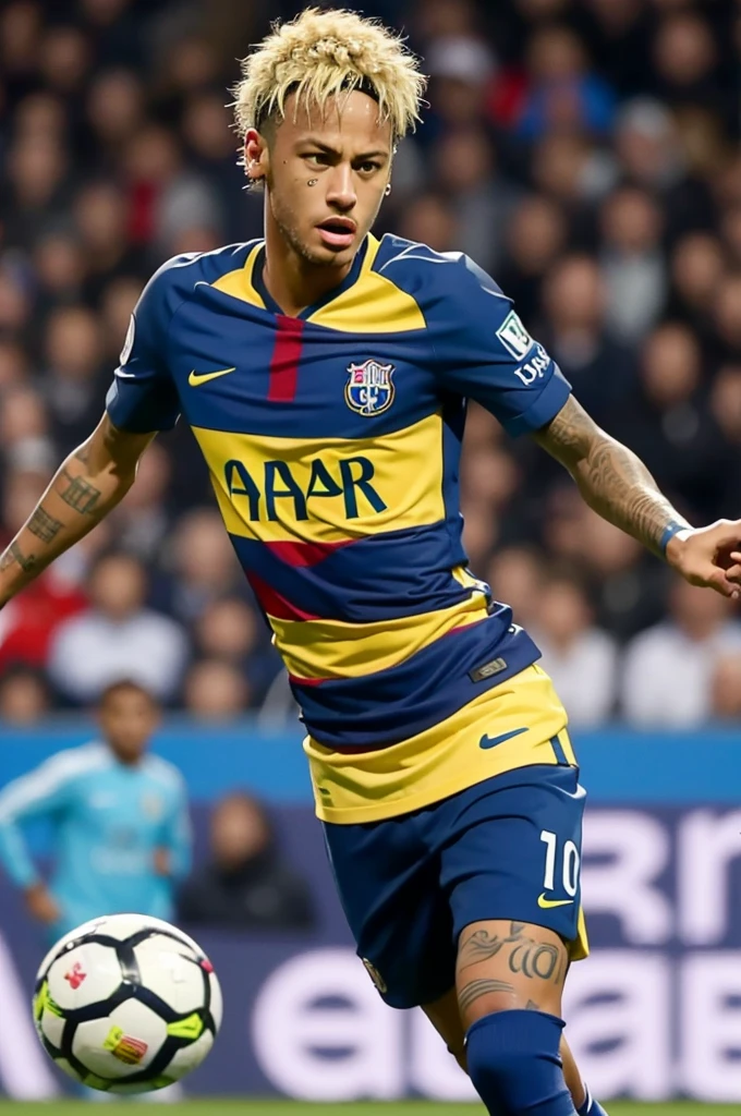 Neymar playing soccer.