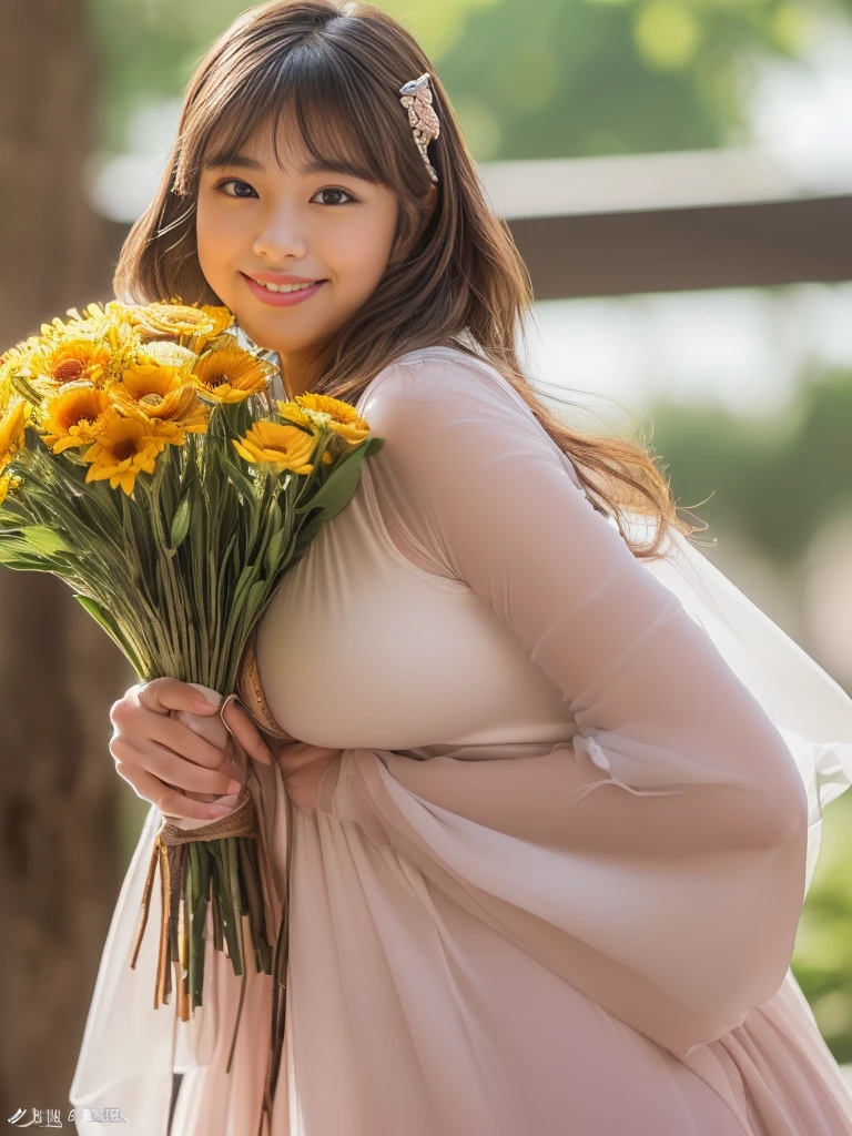 ((((The composition and angle of the girl is subjective from the viewer&#39;s perspective)))、（The girl and the viewer are lovers)、
A girl with a face she only shows to people she trusts、(1 Super sexy and super cute super big Japanese girl), brown hair, Great face and eyes, Tanuki face、Big eyes, Drooping eyes、Long and plentiful毛、thick and large erotic lips,、(wide open chest and high:1.1), Beautiful bigSuper big, Bare Chest, (Amazingly beautiful girl), brown hair,, (highest quality:1.4), (Super detailed), (very detailed CG integrated 8k wallpaper), Very detailed, High resolution raw color photos, Professional photography, Good balance between head and body,(((Super cute smile)))、 Super sexy and super cute mature woman, ((Chubby、A plump, voluptuous, selfish body that looks like it would be comfortable to hug, Round face,Tanuki face、Thick eyebrows、Big eyes。Drooping eyes、Long and plentiful、thick and big erotic and sexy lips、 About 40)),  (((ブラウンのストレートロングヘア、Cat ear,))) 、Flashy makeup, Fuller lips, Sexy Gaze,  (((A girl holding a beautiful bouquet))), Looking at the camera, Low angle shooting, Cute duck mouth,((Very precise and accurate anatomy)),  (masterpiece:1.43), (((Perfect Anatomy)))、（((Perfect proportions))), Realistic photos, Full Shot, whole body, (height: 148cm), has two legs,Has two arms、has two legs, It should have two arms、Exact finger count)) 、sexual excitement、(((Super big)))、、(((Super big)))、(((Super big)))、(((Super big)))、(((Super big)))、(((Super big)))、A shy and cute smile、(((Super big)))、(((Super big)))、(((Super big)))、(((Super big)))、、(((Super big)))、、(((Super big)))、(((Super big)))、(((Super big)))、(((Super big)))、(((Super big)))、、(((Super big)))、、(((Super big)))、(((Super big)))、(((Super big)))、(((Super big)))、(((Super big)))、A shy and cute smile、(((A girl holding a beautiful bouquet)))