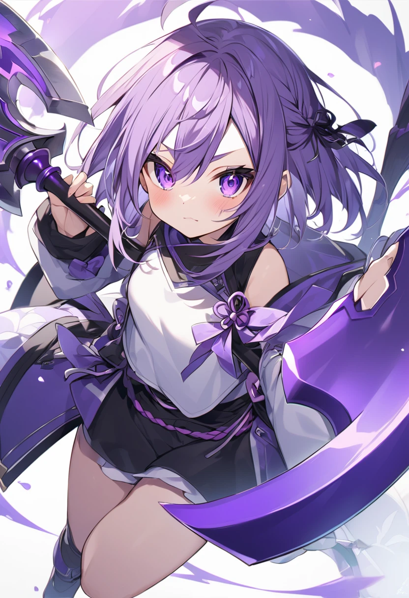 Keito。Purple Eyeurasaki hair。Purple big axe。