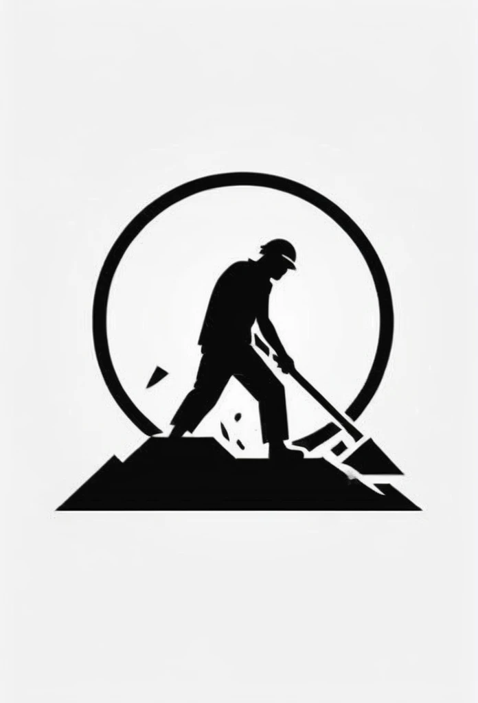 A stylish Japanese building demolition and clearing work company logo!
　
On the logo、A cool, chic and modern design featuring people doing chipping work. The monochrome background is pure white.