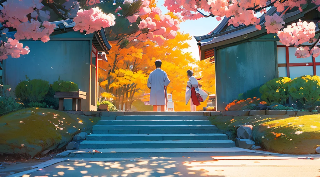 A couple、One man and one woman、Japanese Shrines、New Year's visit、kimono、winter