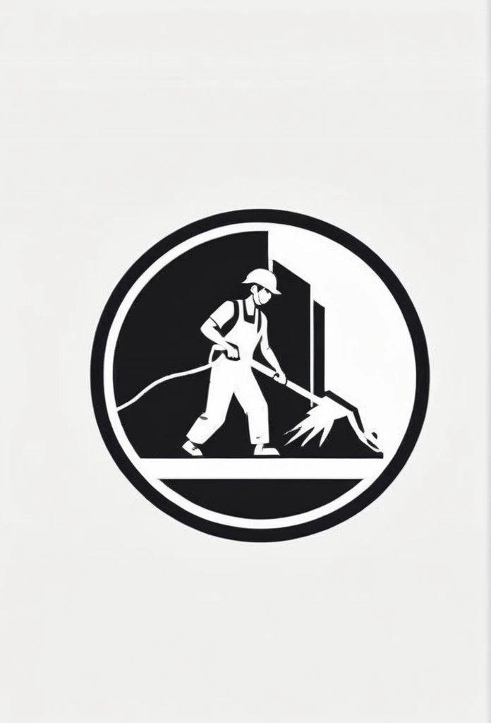 A stylish Japanese building demolition and clearing work company logo
On the logo、A cool, chic and modern design featuring people doing chipping work. The monochrome background is pure white.!!