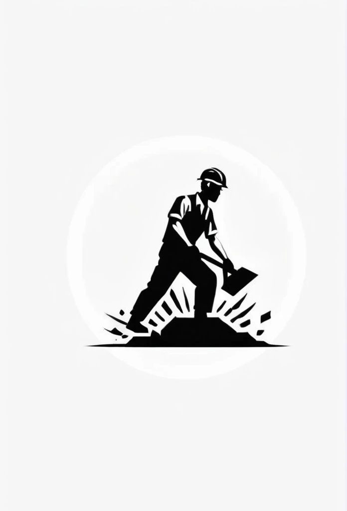 A stylish Japanese building demolition and clearing work company logo
On the logo、A cool, chic and modern design featuring people doing chipping work. The monochrome background is pure white.!!