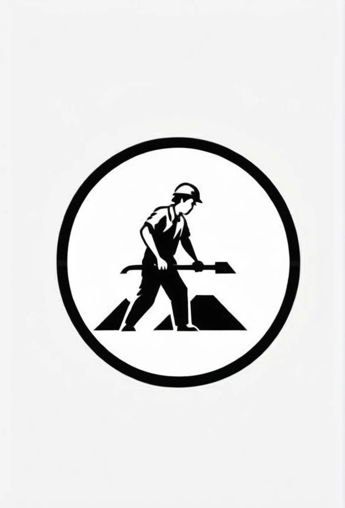 A stylish Japanese building demolition and clearing work company logo
　
On the logo、A cool, chic and modern design featuring people doing chipping work. The monochrome background is pure white.!!