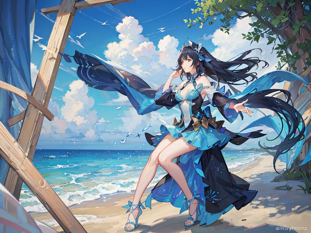 masutepiece, Best Quality, hight resolution, 1girl in, 独奏, kochou shinobu, Decorate your hair with butterflies, violet eyes, Multi-colored hair, Short hair, Parted bangs,  Smile, Erotica, high-level image quality、Girl in micro bikini on the beach, Enchanting anime girl, realistic bikini, Best Anime 4k Konachan Wallpapers, Smooth Anime CG Art, Fubuki, Where is the Gawau, in beach, Racing in 4K, anime moe art style, (Best Quality, 4K, Ultra-detailed, Realistic:1.2), Vibrant colors, Soft lighting,Beautiful expression,Large, Daweed, Innocent, Dreamy, charmed,Clear eyes,not any dressed,NSFW,{{{maikurobikini}}},ssmile