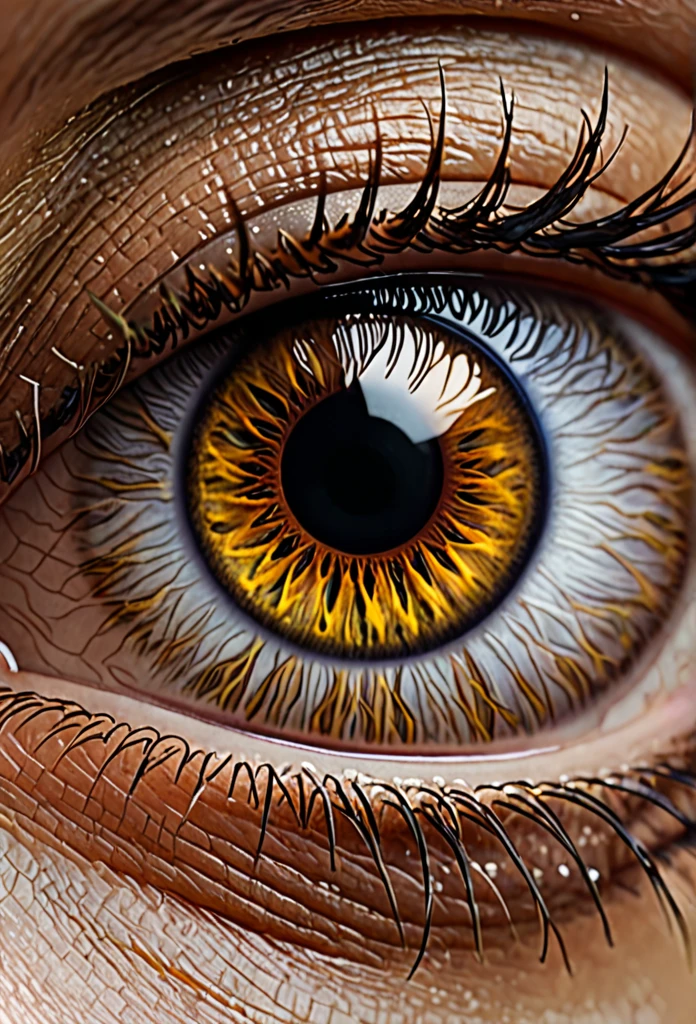 A brown eye iris close-up, ultra detailed, 8k