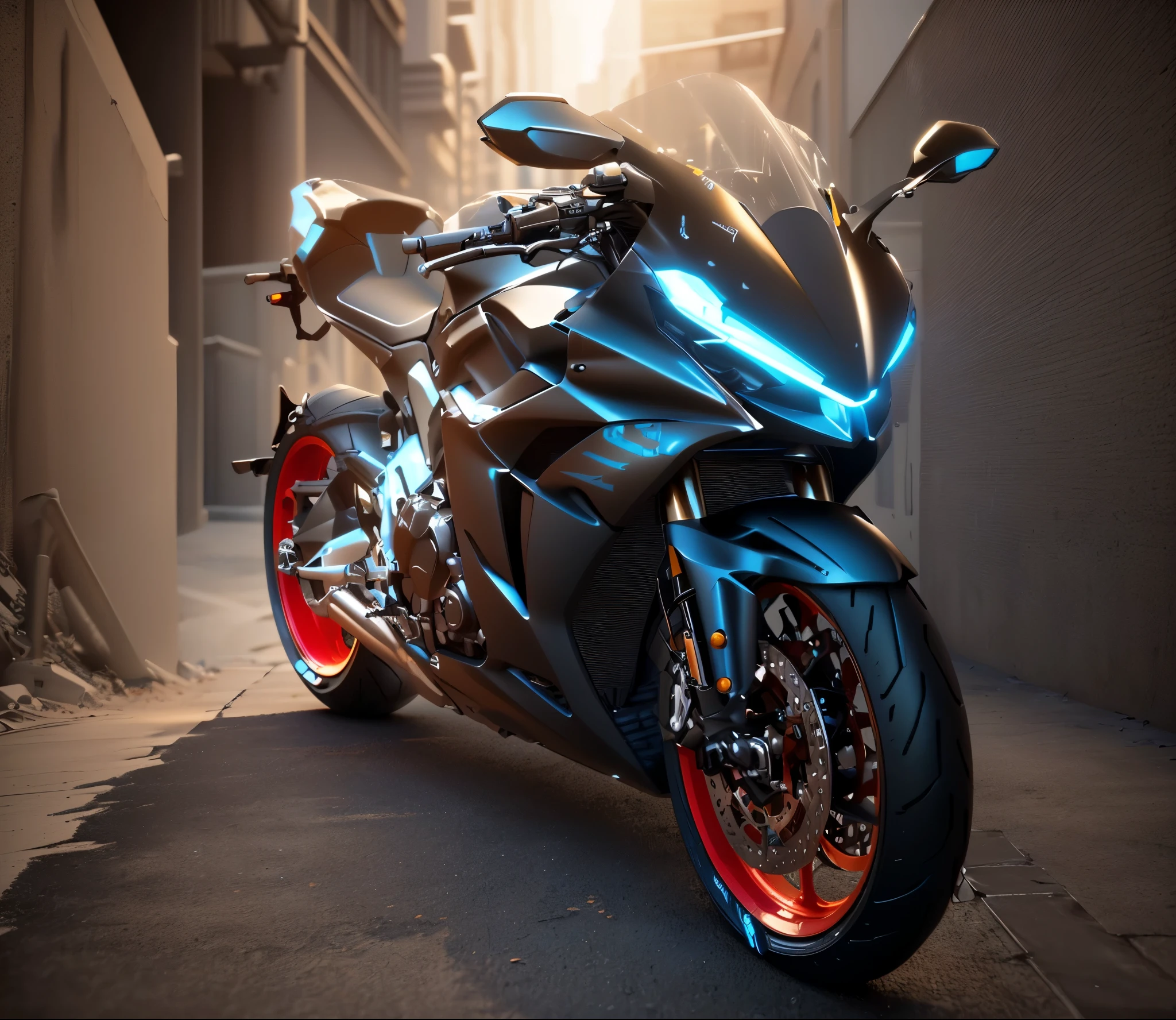 arafed motorcycle with a red rim and a black body, motorcycle concept art, 3D Rendering, 3D Rendering N-9, futuristic motorcycle, Airbrush Rendering, daniel maidman octane rendering, 3d rendering octane, 3d rendering octane, Cycle Rendering, motorcycle, Loop 3D rendering, Extreme Rendering, concept mask, black octane rendering, Rendering in KeyShot