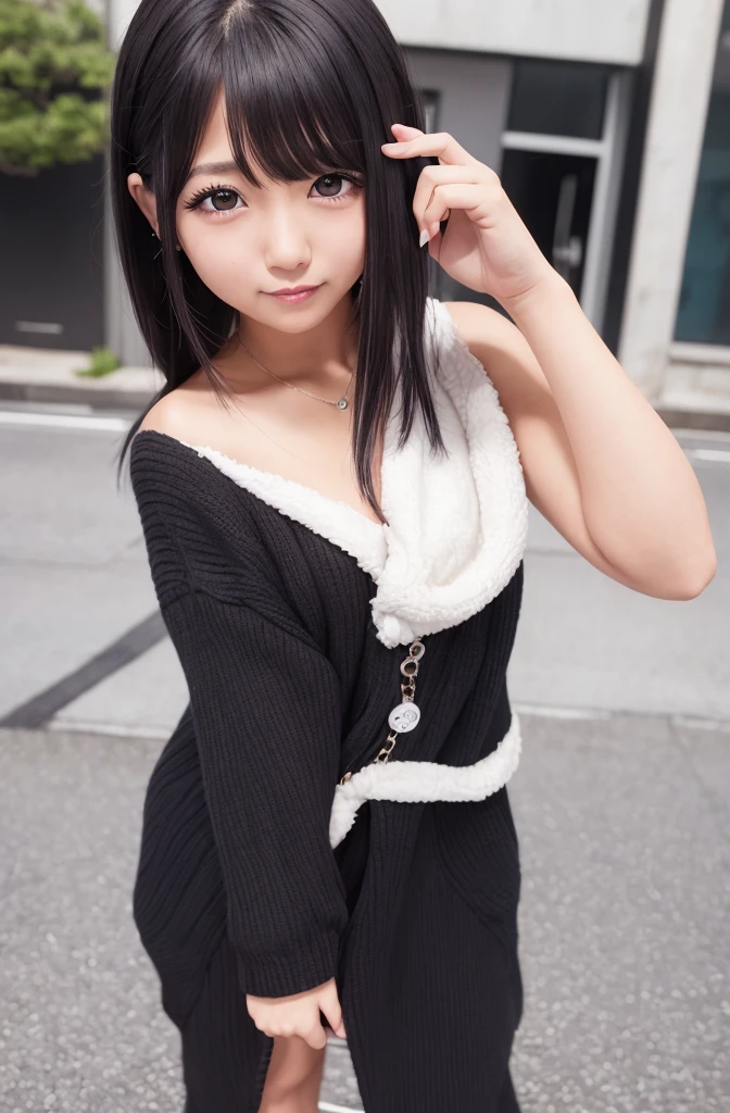 (vulgar),Just the right kind of -yeld jaese、black Hair Color,seductive grin smug,Tilt-shift cameracrowd,close mouth,randoseru