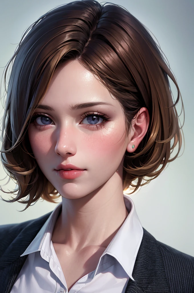 Highest quality, Ultra-high resolution, (Realistic:1.4), One girl, Button-down shirt, Black Skirt, School, Dark brown hair, chest, (Blonde:1.2), View your viewers, (Highly detailed face:1.1),, (Purelos Face_v1:0.8),Tick tock,