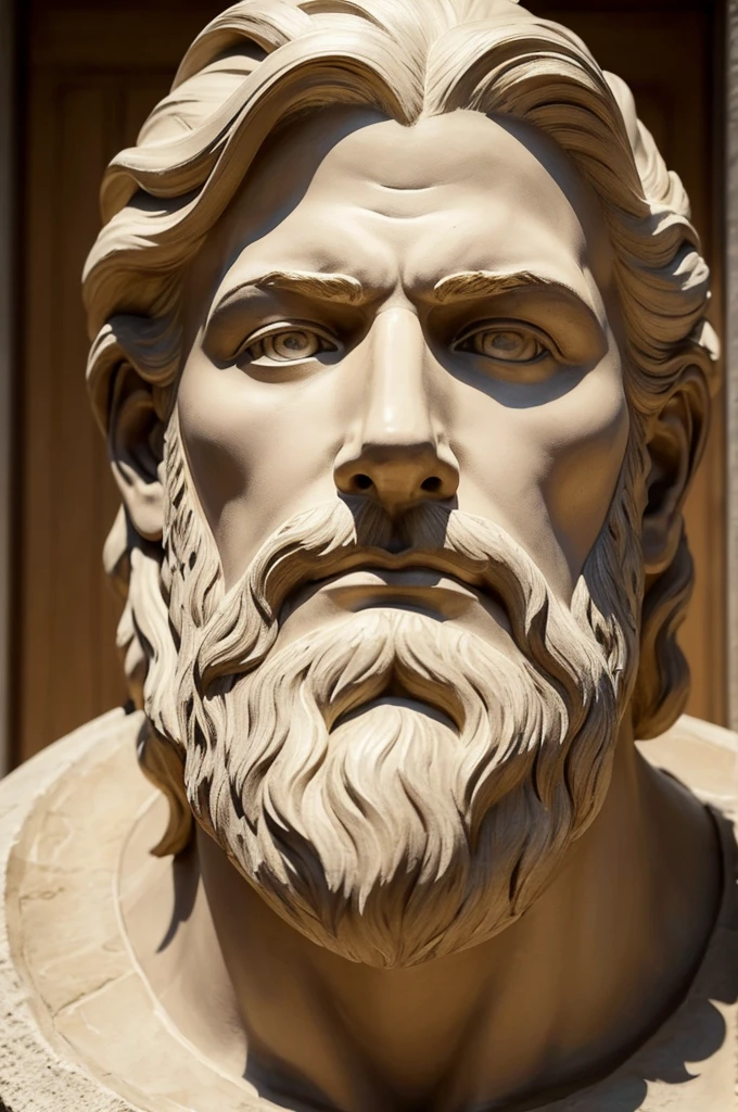((best quality)), ((masterpiece)), (detailed), perfect face estatua de zeus de meio perfil, com raios em sua volta, raio no olho