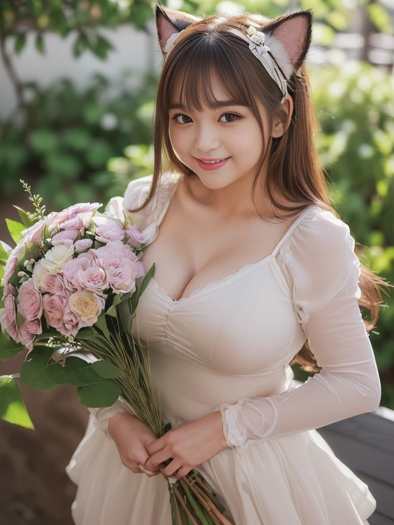 ((((The composition and angle of the girl is subjective from the viewer's perspective)))、(The girl and the viewer are lovers)、
A girl with a face she only shows to people she trusts、(1 Super sexy and super cute super big Japanese girl), brown hair, Great face and eyes, Tanuki face、Big eyes, Drooping eyes、Long and plentiful毛、thick and large erotic lips,、(wide open chest and high:1.1), Beautiful bigSuper big, Bare Chest, (Amazingly beautiful girl), brown hair,, (highest quality:1.4), (Super detailed), (very detailed CG integrated 8k wallpaper), Very detailed, High resolution raw color photos, Professional photography, Good balance between head and body,(((Super cute smile)))、 Super sexy and super cute mature woman, ((Chubby、A plump, voluptuous, selfish body that looks like it would be comfortable to hug, Round face,Tanuki face、Thick eyebrows、Big eyes。Drooping eyes、Long and plentiful、thick and big erotic and sexy lips、 About 40)), (((ブラウンのストレートロングヘア、Cat ear,))) 、Flashy makeup, Fuller lips, Sexy Gaze, (((A girl holding a beautiful bouquet))), Looking at the camera, Low angle shooting, Cute duck mouth,((Very precise and accurate anatomy)), (masterpiece:1.43), (((Perfect Anatomy)))、(((Perfect proportions))), Realistic photos, Full Shot, whole body, (height: 148cm), has two legs,Has two arms、has two legs, It should have two arms、Exact finger count)) 、sexual excitement、(((Super big)))、、(((Super big)))、(((Super big)))、(((Super big)))、(((Super big)))、(((Super big)))、A shy and cute smile、(((Super big)))、(((Super big)))、(((Super big)))、(((Super big)))、、(((Super big)))、、(((Super big)))、(((Super big)))、(((Super big)))、(((Super big)))、(((Super big)))、、(((Super big)))、、(((Super big)))、(((Super big)))、(((Super big)))、(((Super big)))、(((Super big)))、A shy and cute smile、(((A girl holding a beautiful bouquet)))