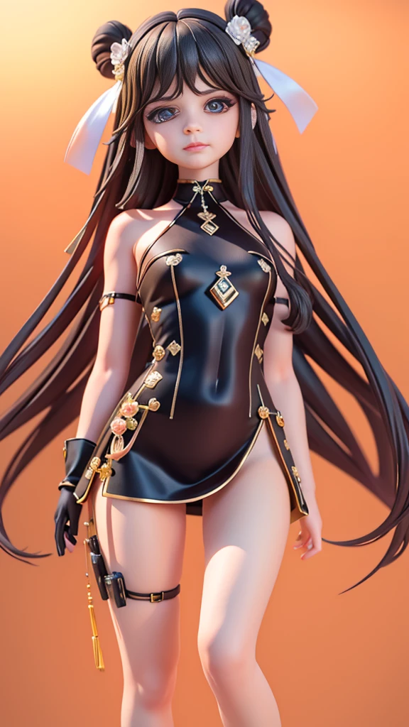 photoRealistic, Lip gloss, Realistic, Highest quality, Ultra-high resolution, depth, pastel colour, Natural Shading, Focus on the face, Only the face, Looking at the audience, Long Hair, Black Hair, Brown, well-detailed eyes, Black Dress, gloves, Anatomically correct