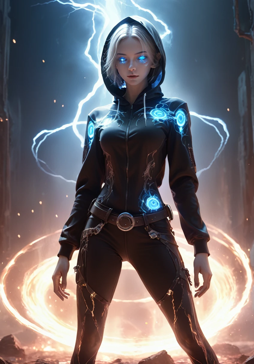 ((Dark)),epic,8k,fantasy,ultra detailed,Magic,((hood)),(hoodie),((((hair over one eye)))),
casting spell,blackhole,menancing,((glowing eyes)) ((BLUE eyes)),((glowing)),((Bloom)),magnificent,Masterpiece,absurdres,best quality,standing,1girl,human,evil,evil grin,apocalypse,destruction,end of the world,crazy eyes,Crazy,psycothic,looking down,superior,(sadistic),((demoniac)),spear,spectral,ghostly,circle,rim,rim light,crescent,abyssal,
Shorts,groin,hip bones,hip lines cowboy shot,Magic Circle,excessive energy,scifi,abyssaltech,dark energy,ethereal,dissolving,see-through,abyss,antitech,scifi,pure energy,thighs,