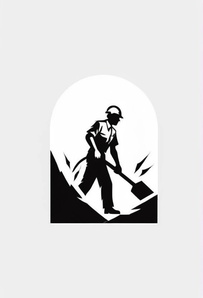 A stylish Japanese building demolition and clearing work company logo.
On the logo、A cool, chic and modern design featuring people doing chipping work. The monochrome background is pure white.