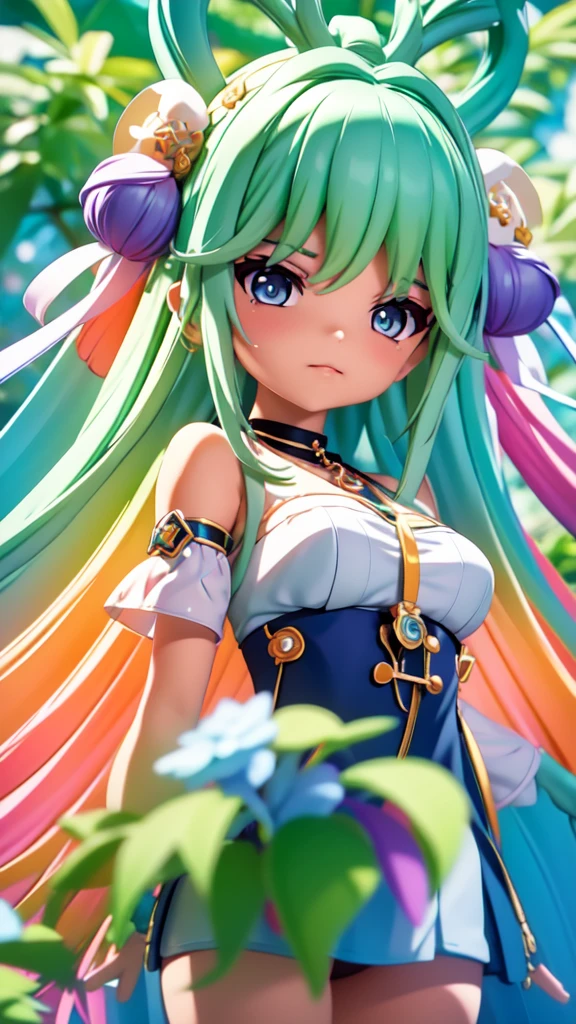 Close-up of a woman with colorful hair and necklace, Anime girl with space-like hair, Soft vitality of Ross Dres, Gubes-inspired artwork, Fantasy art style, colorful], Vivid fantasy style, Ross draws vibrant cartoons, universe and colorful, Gwaiz, colorful digital fantasy art, Great art style, Beautiful anime style, White skin, hulk clothes