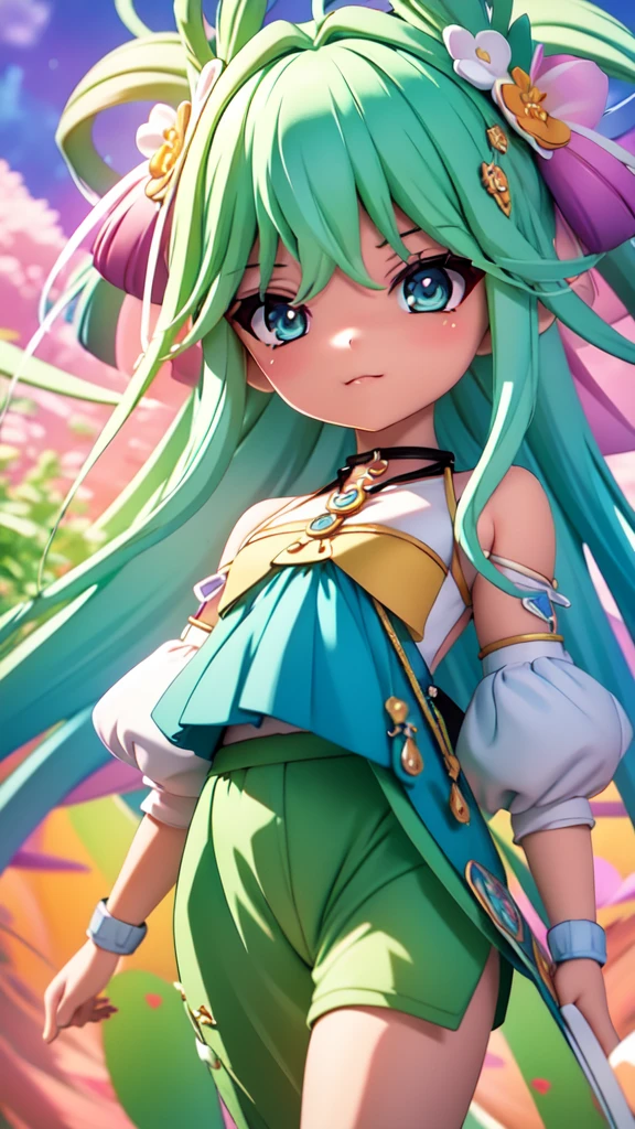 Close-up of a woman with colorful hair and necklace, Anime girl with space-like hair, Soft vitality of Ross Dres, Gubes-inspired artwork, Fantasy art style, colorful], Vivid fantasy style, Ross draws vibrant cartoons, universe and colorful, Gwaiz, colorful digital fantasy art, Great art style, Beautiful anime style, White skin, hulk clothes