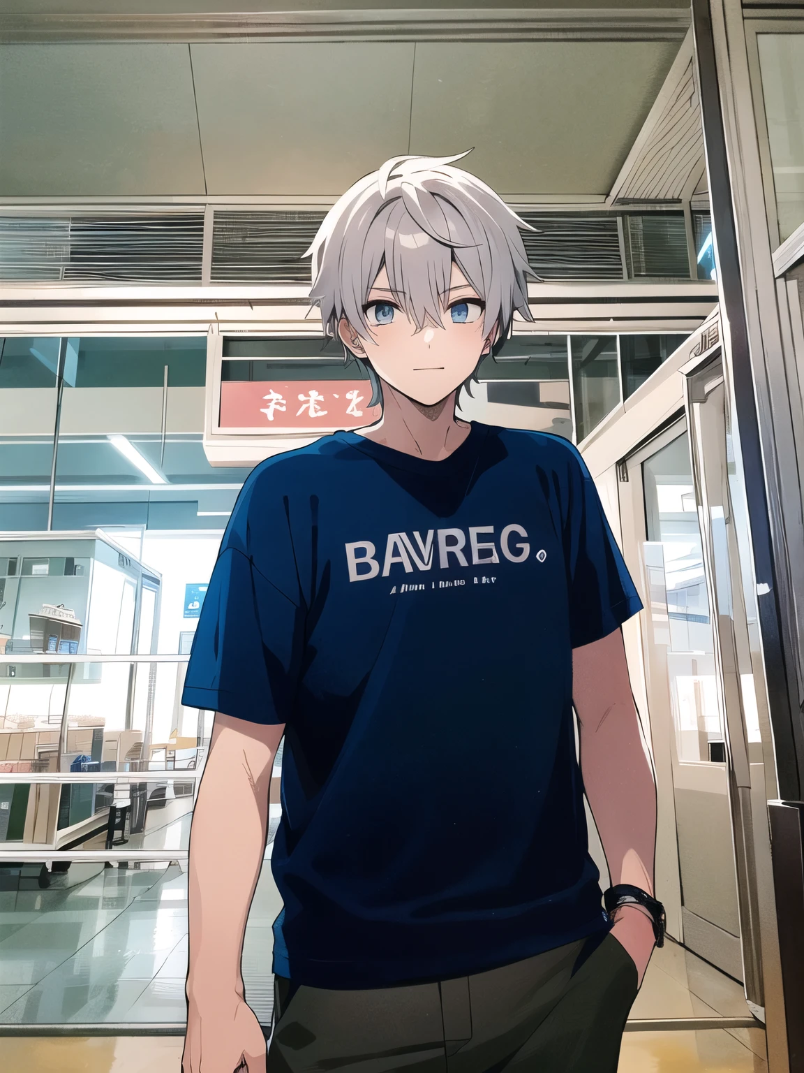 Anime boy cool cute skin white pose foward