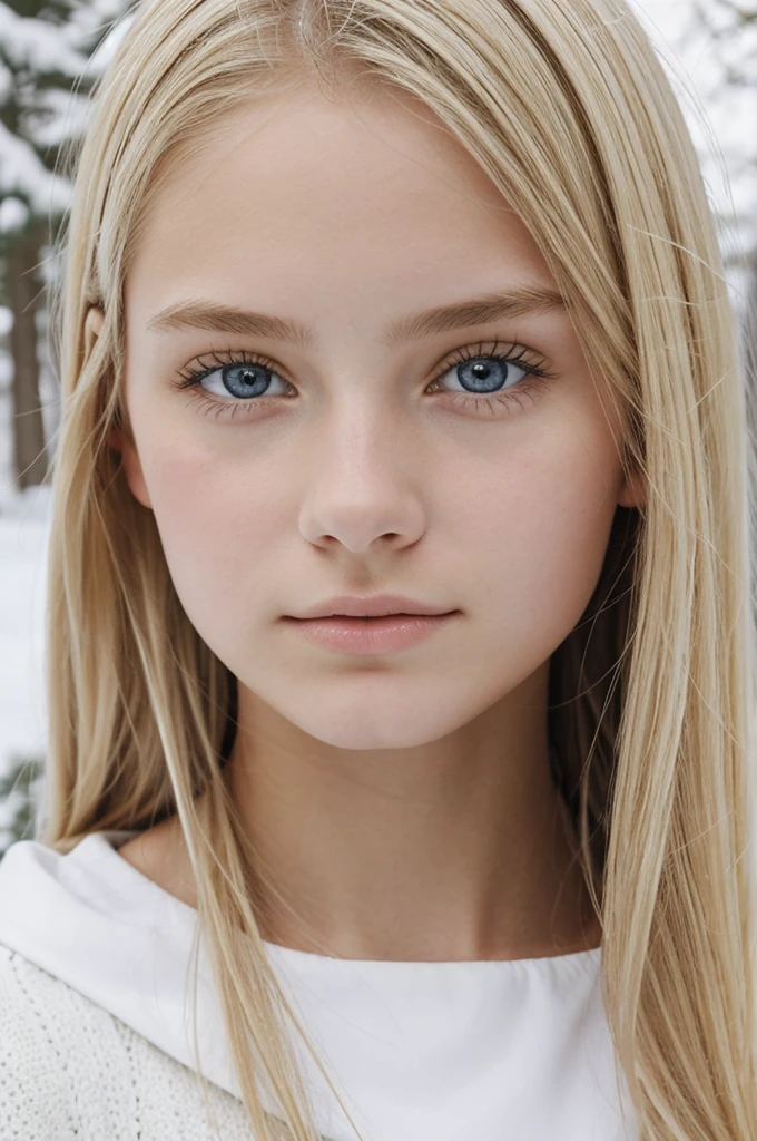 bianca, a 17 year old girl with delicate features. She has blonde hair and curious eyes. Their skin is white as snow, and she exudes an air of grace and mystery.