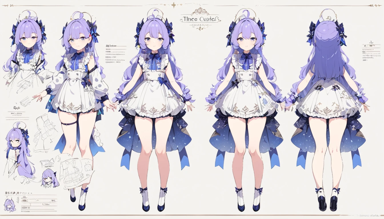 (best quality, masterpiece), 1girl, 15 yo,cute, standing girl, three view drawing, front and back and side, character sheet,full body,simple background,