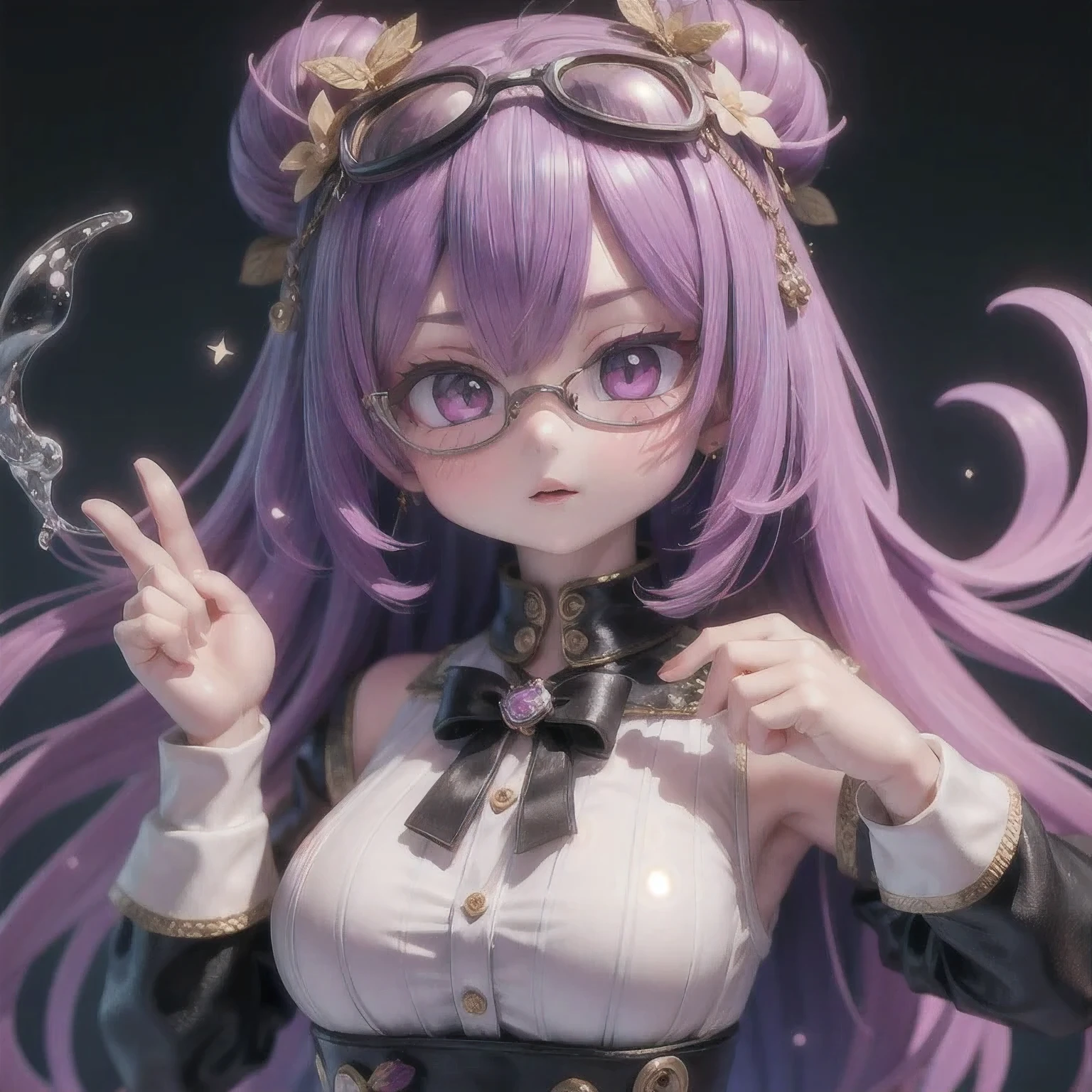 Purple Powder Queen,  wear glasses