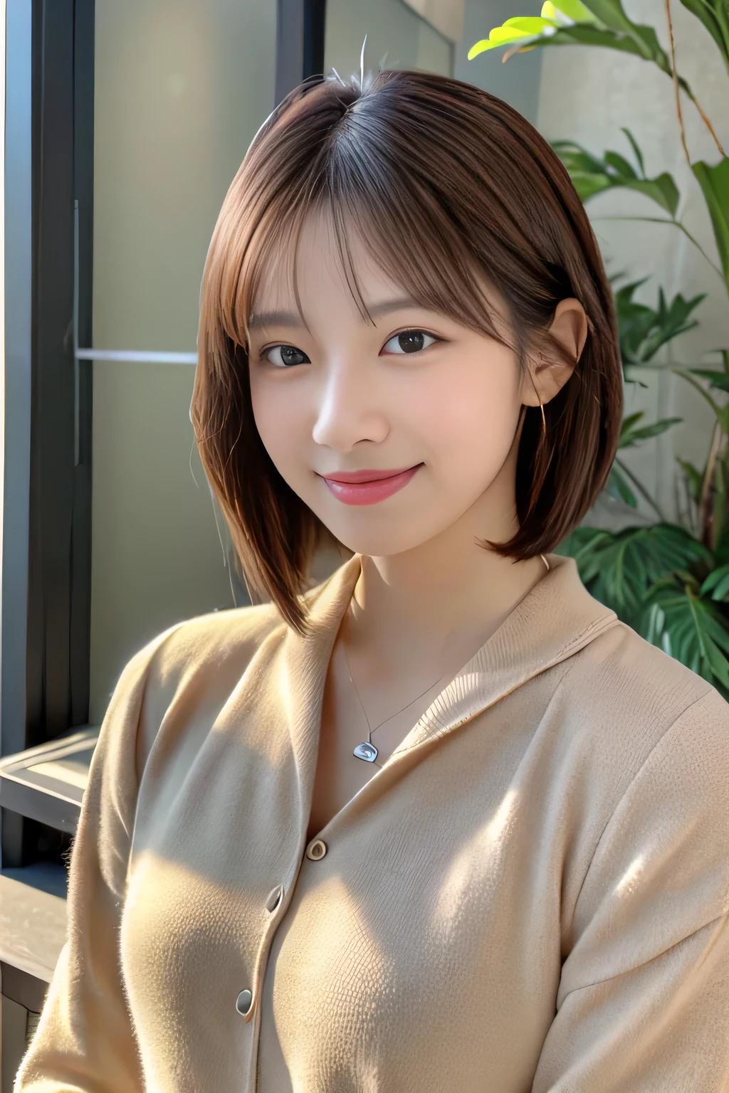 (highest quality、16K、masterpiece、realistic、Super detailed、Beautiful in every detail、ray tracing)、photograph、
At the office、((Shoot from a distance to capture the whole body))、
beautiful asian woman、japanese woman、25 year old female model、Ear piercing、Necklace around the neck、Jacket、shirt
(detailed face、golden ratio of beauty)、gentle smile、Beautiful teeth alignment、brown hair、((medium bob hair))
