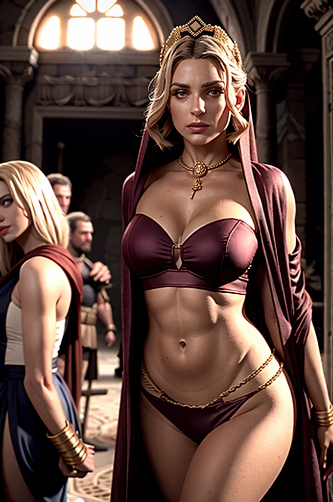 master piece, Mesalina in a ancient rome 41bc, sexy outfit, front side, several ugly men on the background, in a lupanar. Cinematic, 16k, uhd, photorelisim