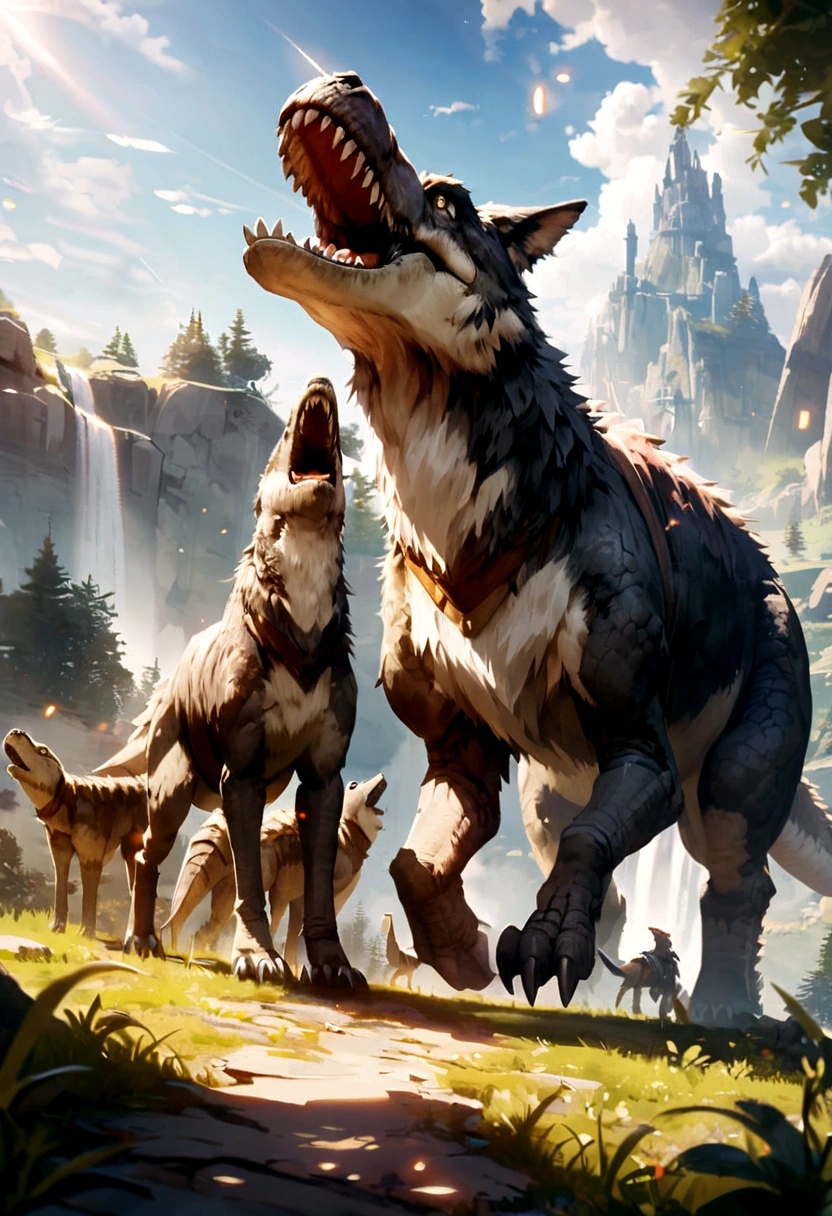 Dinosaurs carry wolves