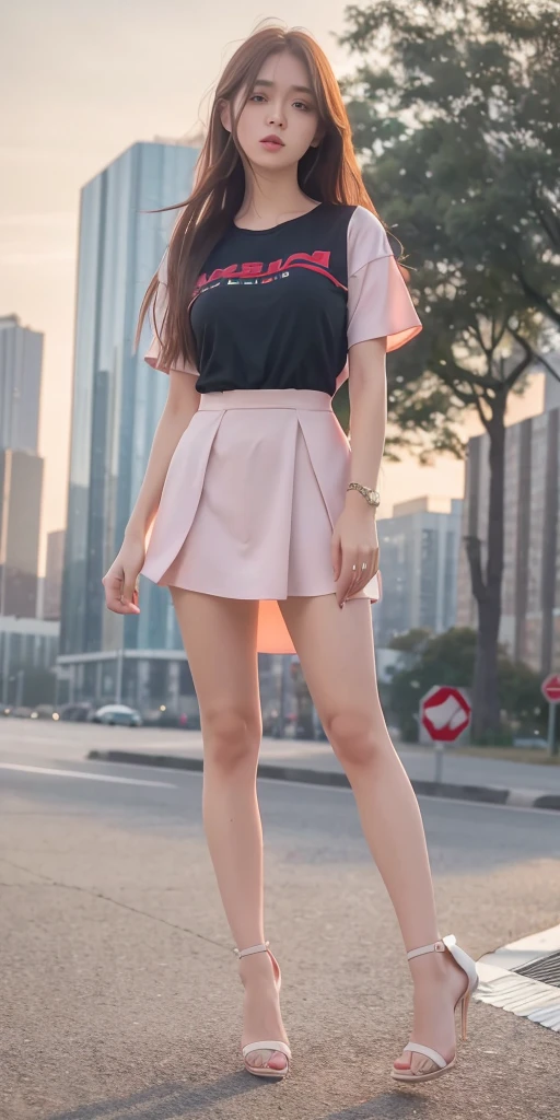 mix4, 20d, solo, long_hair, shirt, dress, high_heels,full_body, look_at_viewer, (8k, RAW photo, best quality, masterpiece:1.2), (realistic, photo-realistic:1.37), professional lighting, photon mapping, radiosity, physically-based rendering,