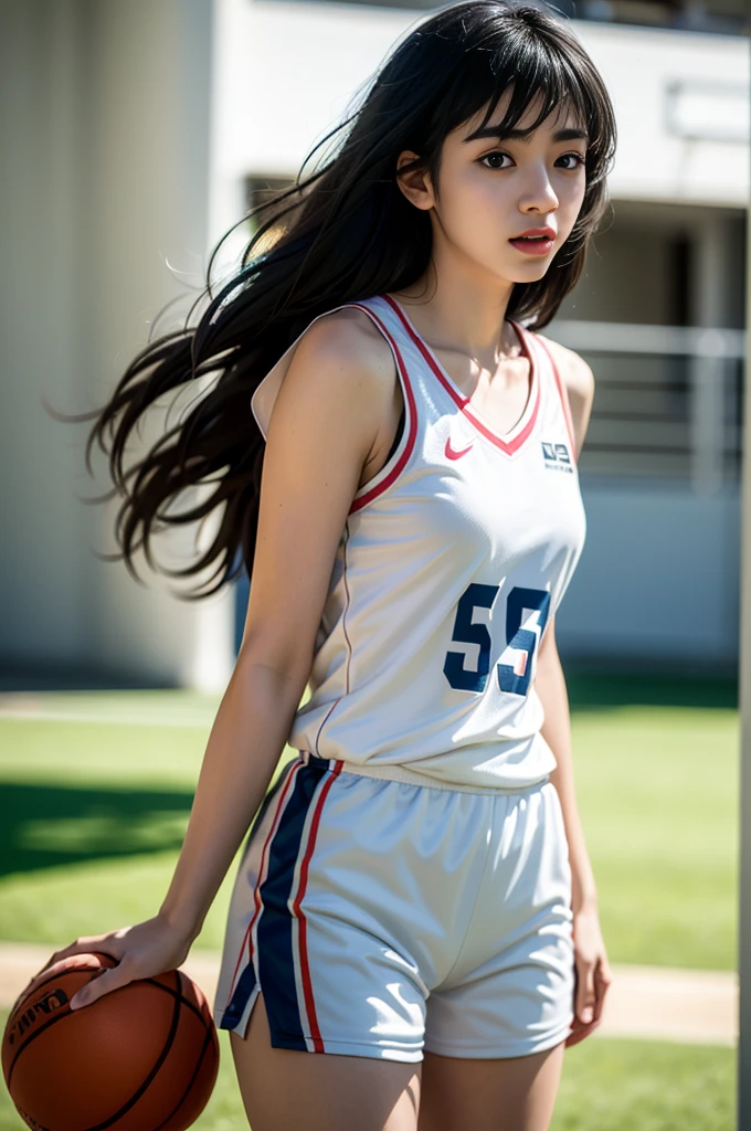 (8k, best quality, masterpiece:1.2), (realistic, photo-realistic:1.37), ultra-detailed,best quality, ultra high res, professional lighting, photon mapping, radiosity, physically-based rendering, cinematic lighting, basketball court,depth of field, sharp focus,sunbeam, good composition,(bokeh:1.2) 1girl,solo,(full body), (closed mouth),beautiful detailed eyes, pose, narrow waist,basketball uniform, black hair,messy hair,long hair floating in wind,(ulzzang-6500:1.2)
mix4, hiqcgbody