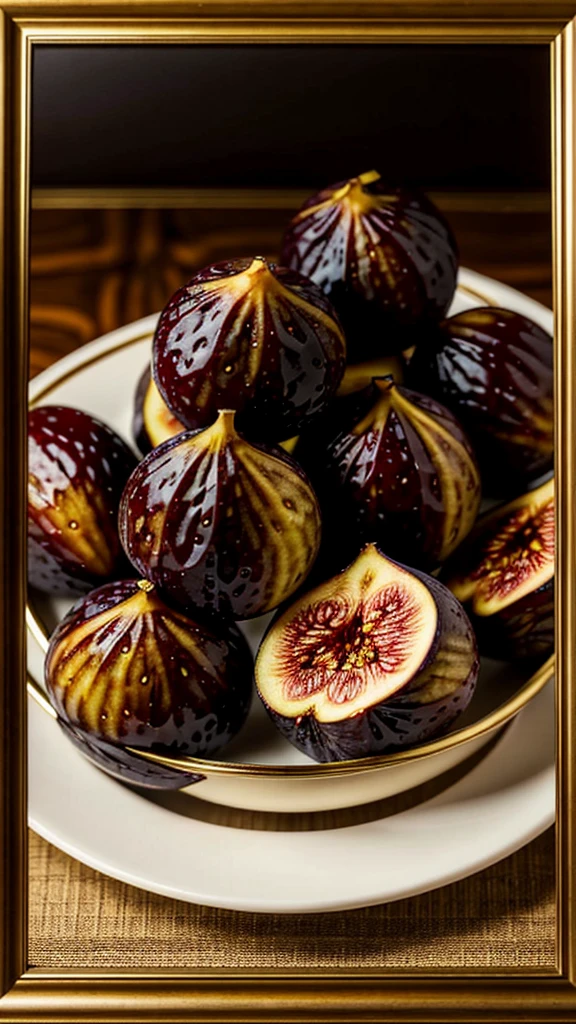 
a visual composition depicting the softness and delicacy of figs and the elegance of olives in one frame, real detail, high resolution, 8k resolution,