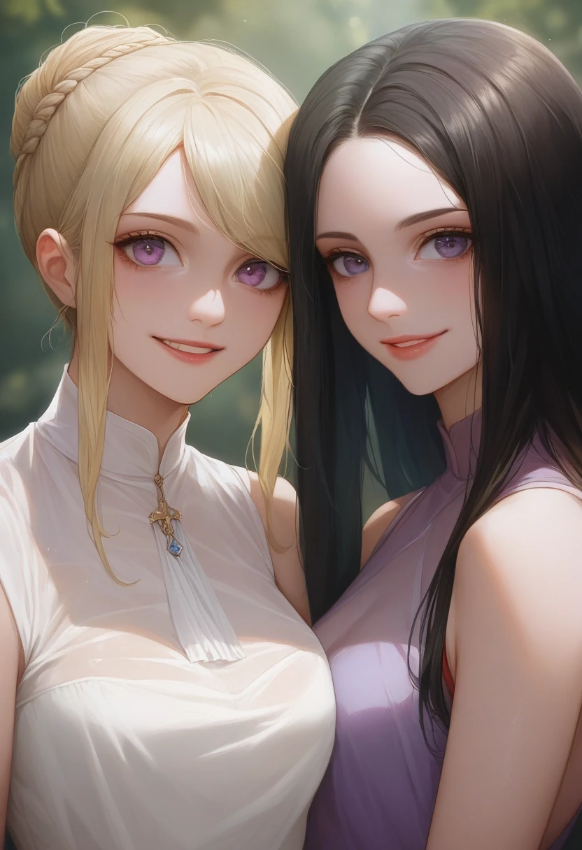 (RAW photos:1.2), (Reality:1.4),(masterpiece:1.3),(best quality:1.4),Ultra-high resolution,Human Development Report,8K, (Extremely detailed illustrations), 2 girls, Detailed beautiful face, Young Girls, Smile,Solitary, Look at the audience,Clear background, Depth of Field, Natural Lighting,(see through silhouette),ulzzang-6500-v1.1:0.7