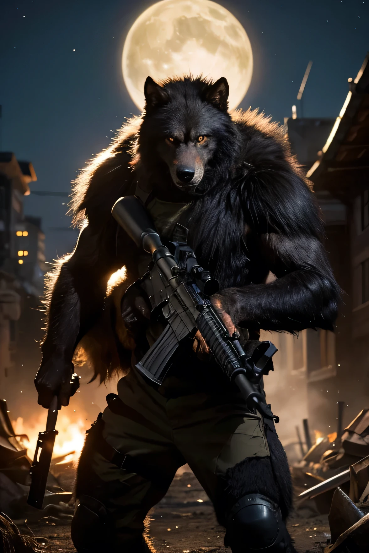 Military rifle beast werewolf warrior