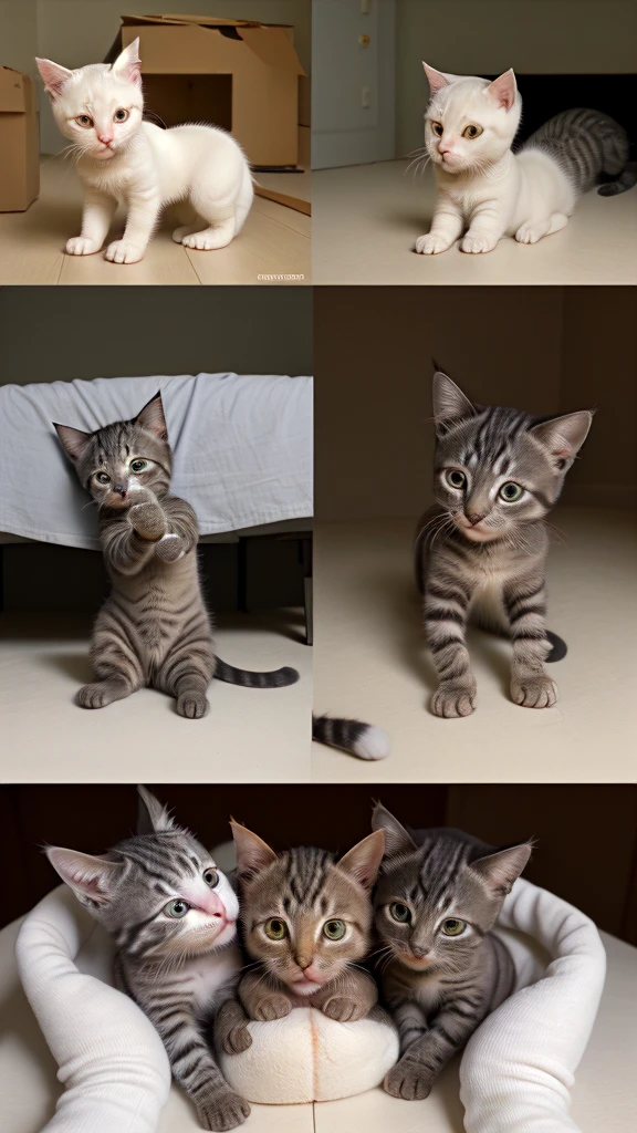 A story in four parts about a cat getting separated from its kittens and then reuniting with them.