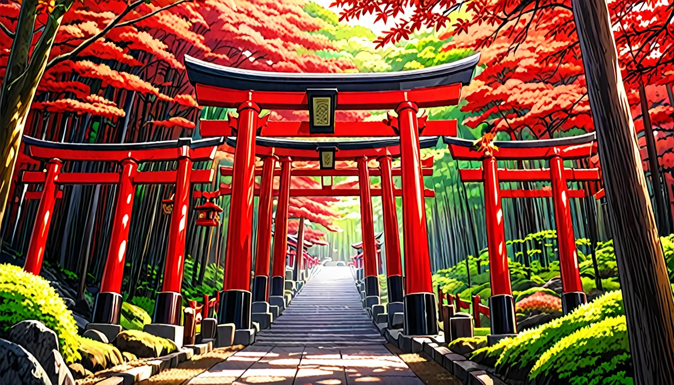 Japan、shrine、Red color、torii、landscape、nature