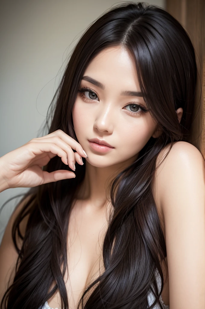 Beautiful woman 30 years old with full face