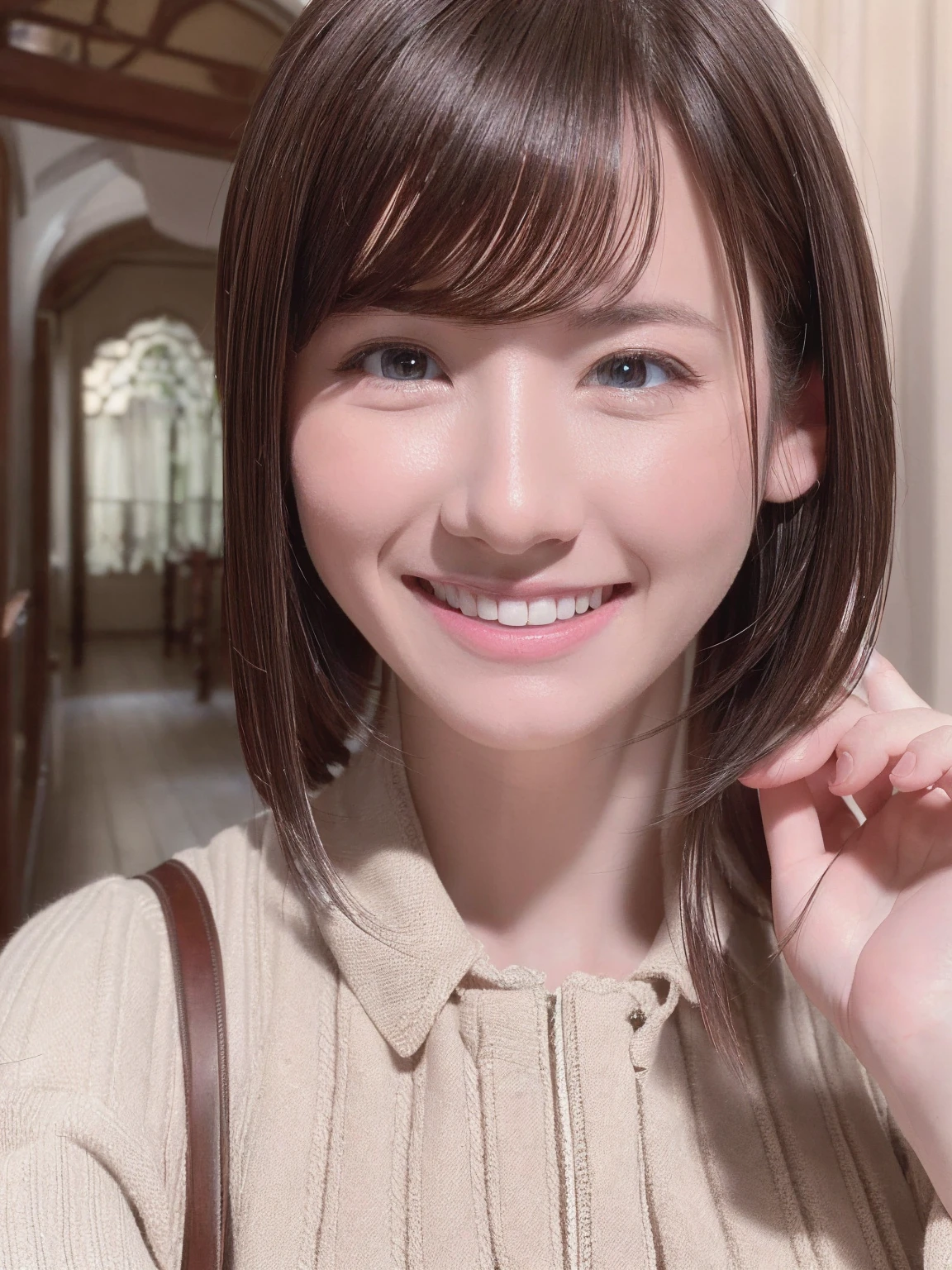 (Realistic, photo-Realistic:1.37),(8K, RAW Photos, Highest quality, masterpiece:1.2), cute, Super detailed,,Physically Based Rendering, Ultra-high resolution, , Filmed with an Aricam LT camera, Bokeh, Sharp focus, ,Realistic, alone, photoRealistic, Highest quality,Highly detailed face,Highly detailed eyes and face, Beautiful attention to detail,Absurd, incredibly Absurd,An unforgettable smile,