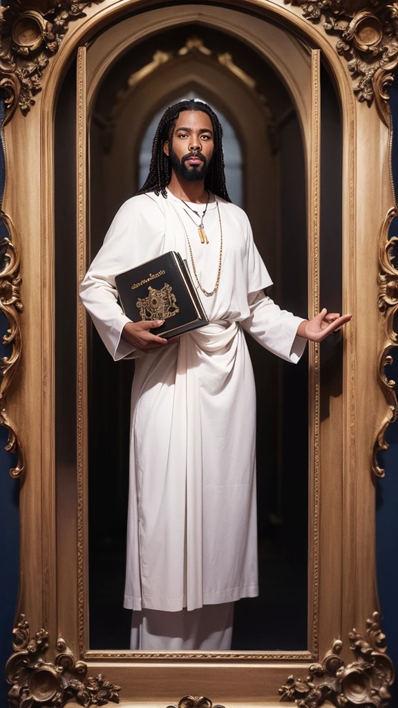 Black Jesus Christ holding the Bible