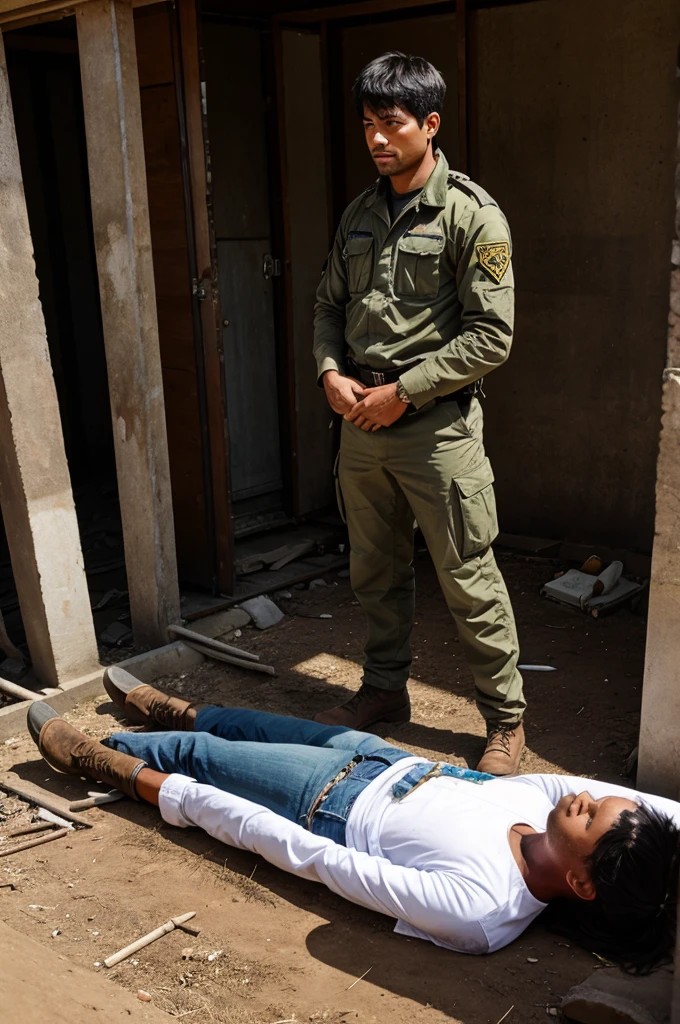 standing over dead bodies
