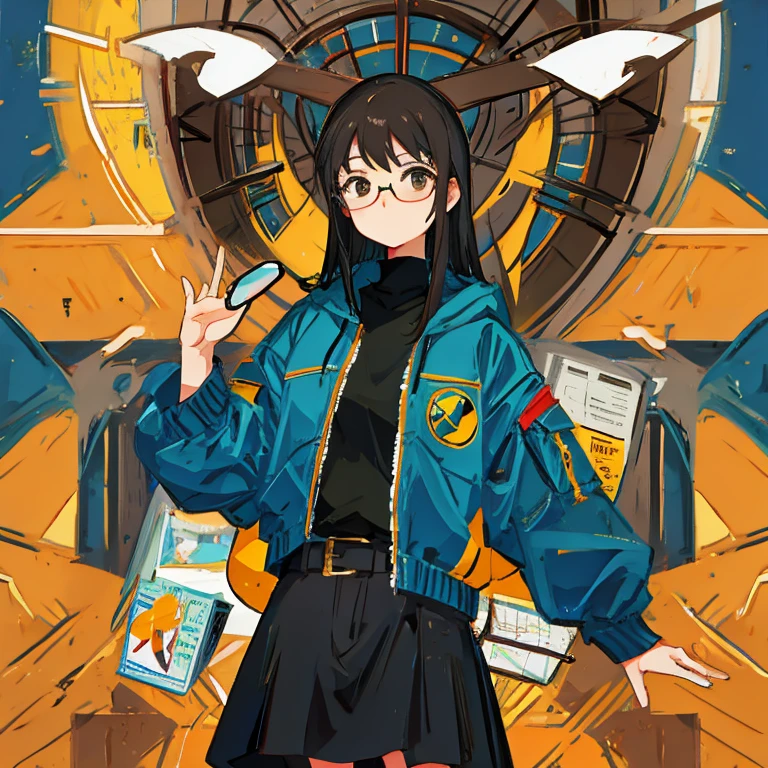 People and black hair girl and glasses