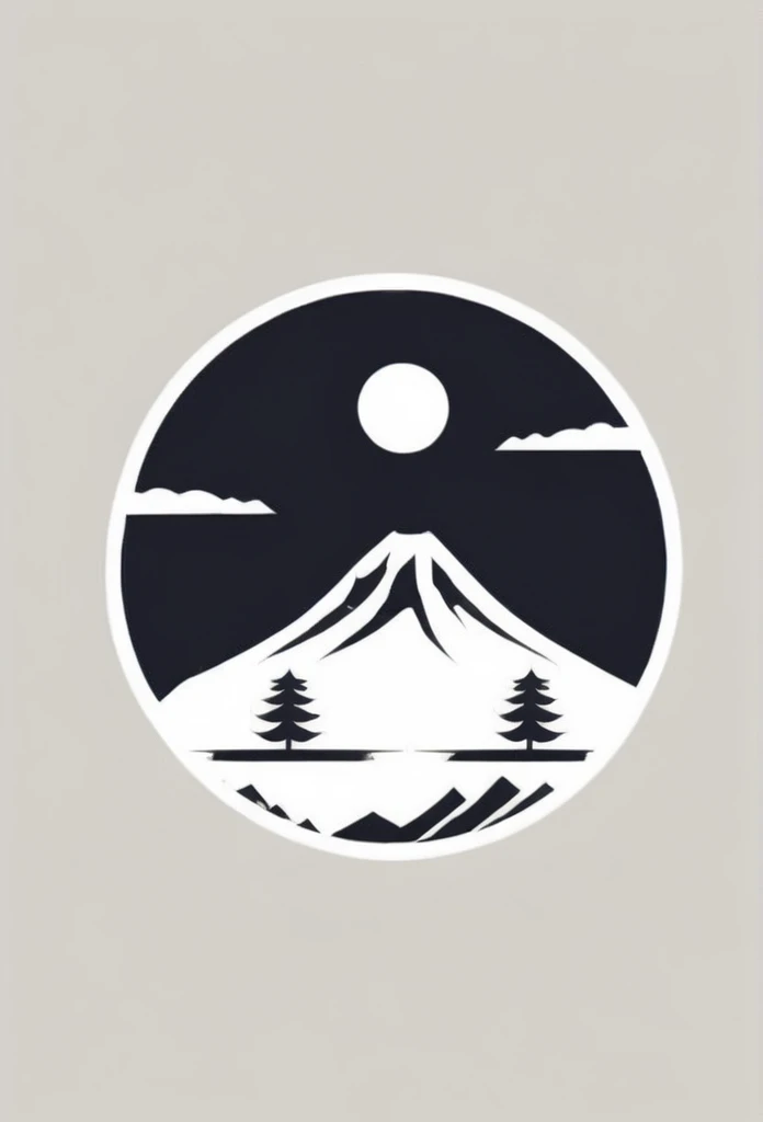 Deep in the mountains of Japan、A stylish dining bar logo. A cool design with depth in the midst of natural surroundings. Chic and modern design. Monotone background is pure white.