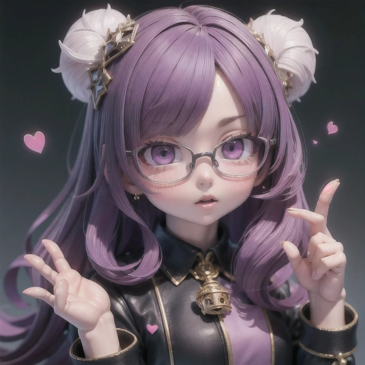 Purple Powder Queen,  wear glasses