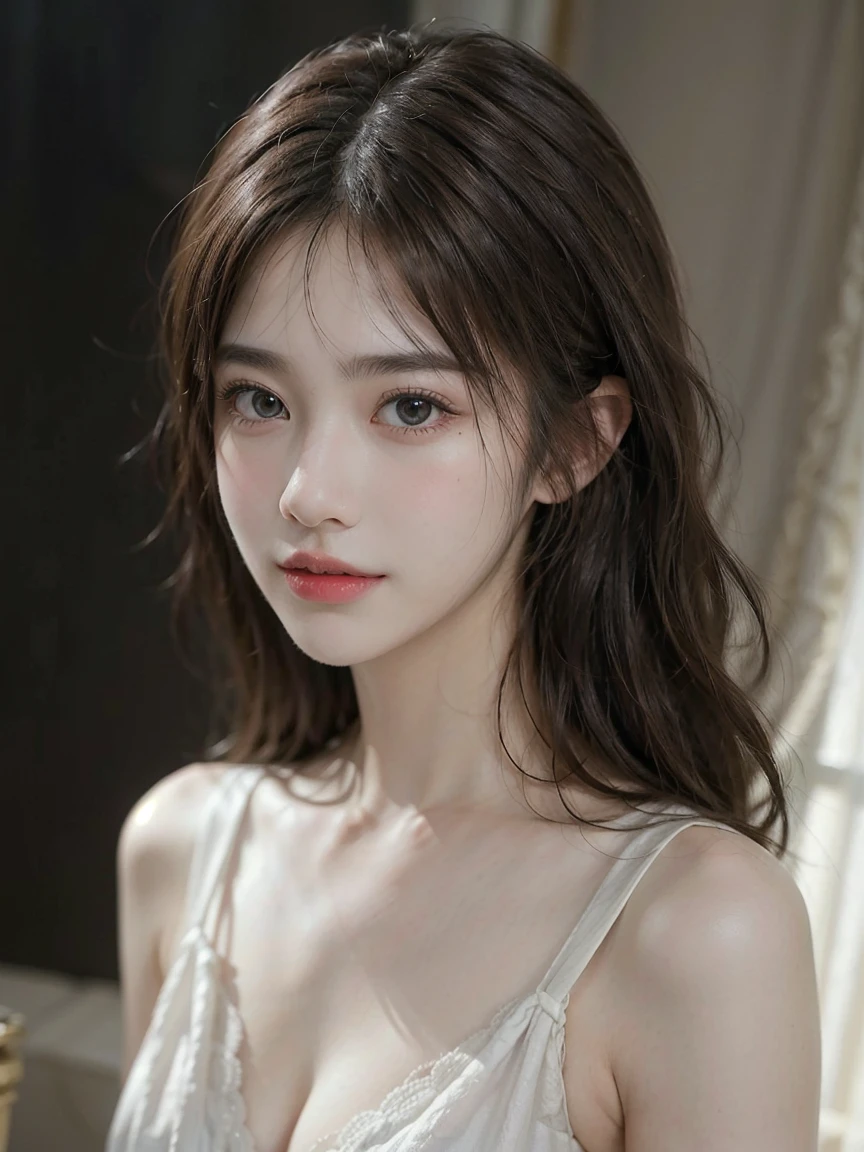 1girl, (looking at viewer:1.2), detail face, (a girl standing, rending on cgsociety, black shadows, streaming, club backdrop), romanticism, atmospheric, (RAW photo, best quality), (realistic, photo-realistic:1.3), masterpiece, an extremely delicate and beautiful, extremely detailed, D cup,Pink tulle deep V1.5,Exquisite eye details,Charming smile 1.5