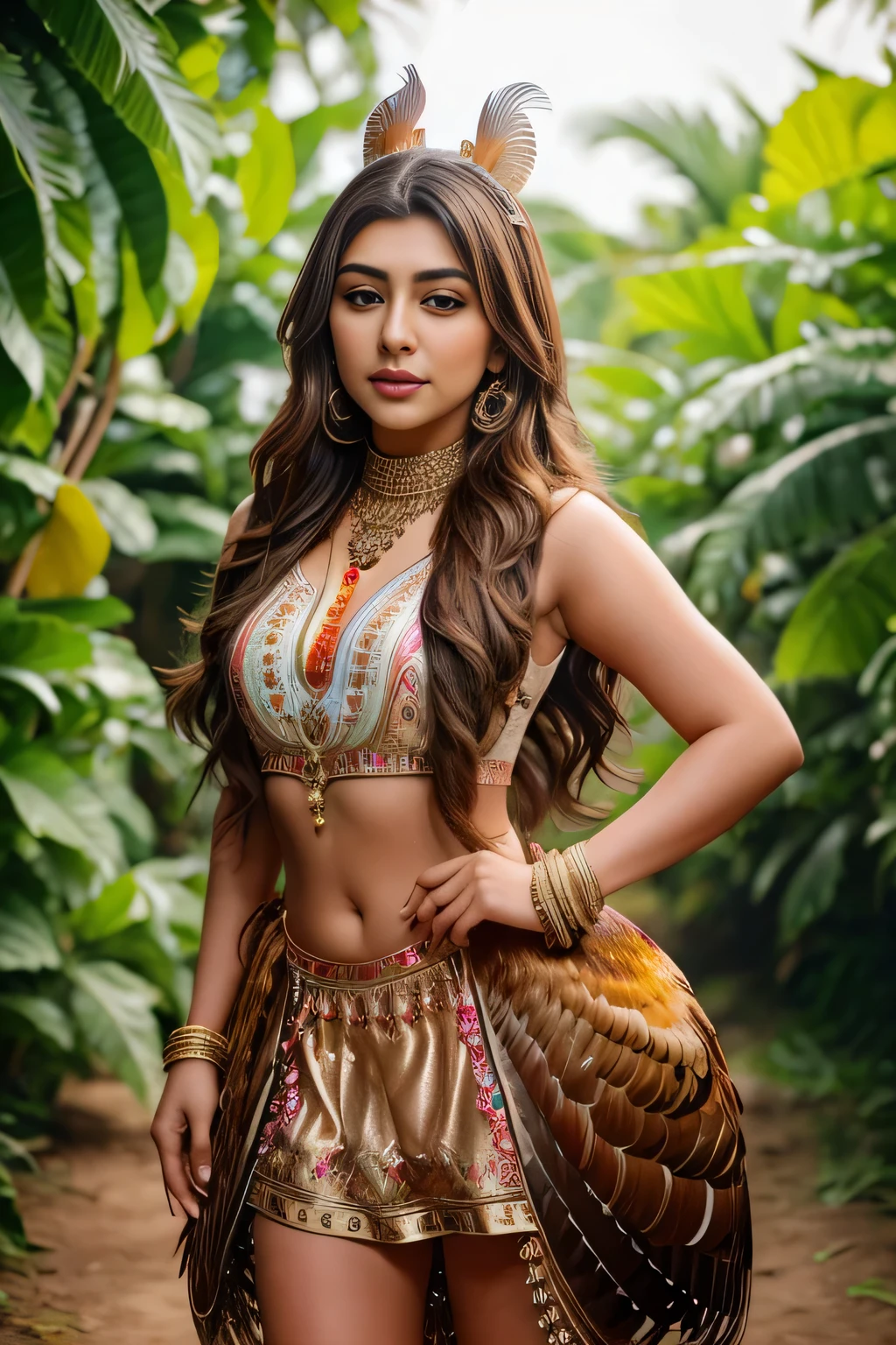 Hansika Motwani is a hen bird, She is a bird but her head looks like girl, from neck to full body looks like hen bird. Hen legs, hen wings. Bird body, hen body, perfect picture, perfect bird, real bird, Real head replace with real hen head. Exact Bird. Colorful hen.