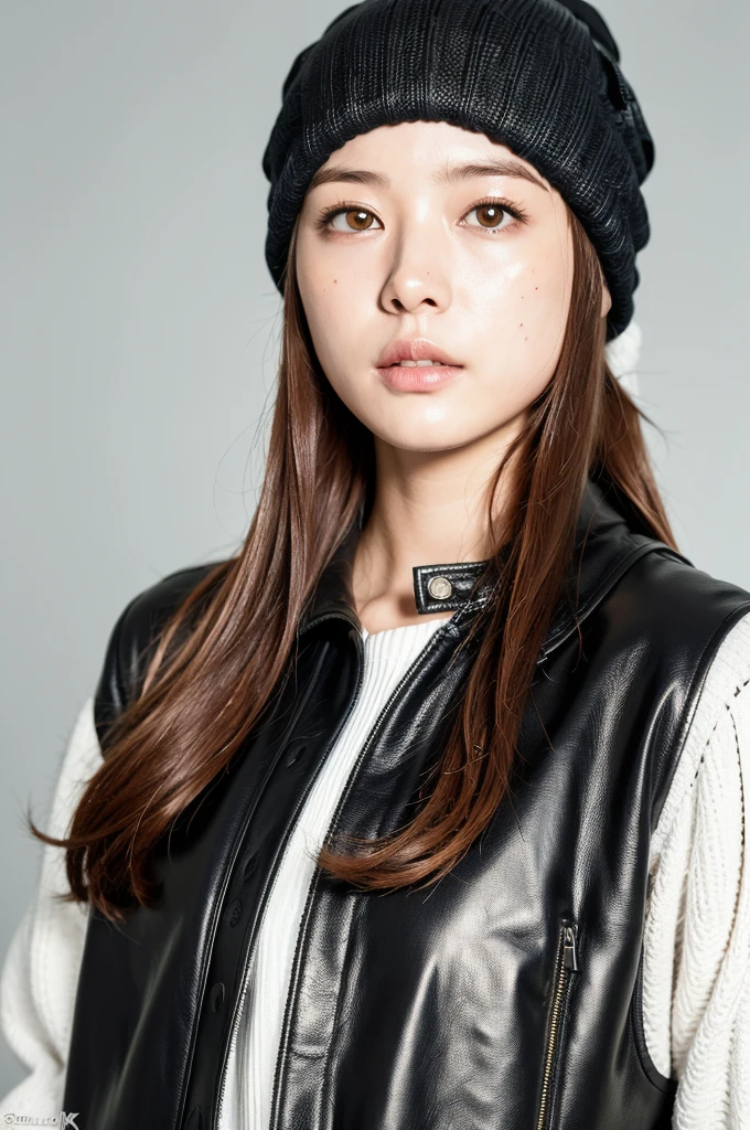 (
(8k:1.27), best quality, masterpiece, ultra highres:1.2) Photo of Pretty Japanese woman
 (beautiful:1.1) (sci-fi warrior woman:1.1) space soldier, (beanie:1.61) (leather jacket:1.21) intricate elegant, fantasy, detailed, ometric by greg rutkowski and alphonse mucha, gradient lighting, sportswear