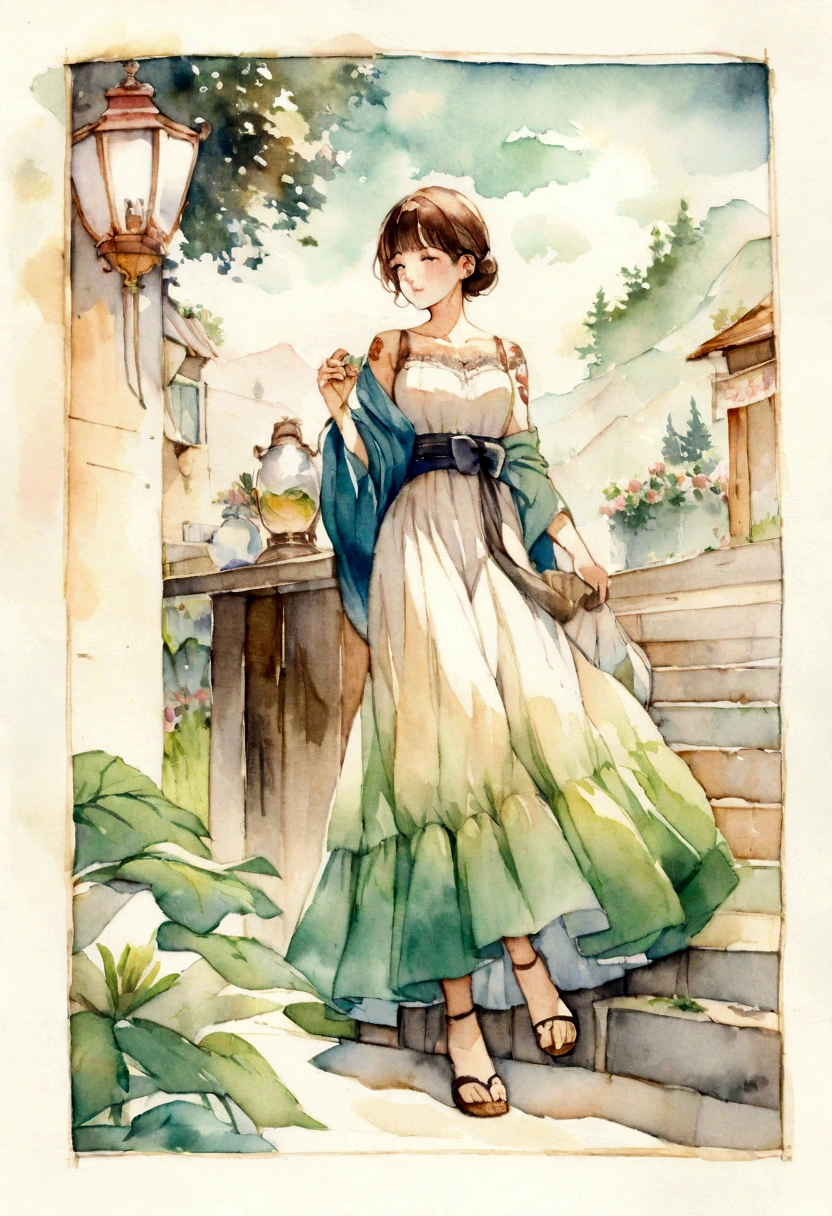 Simple Watercolor, poster, Romantic Taisho, Wanderer, vintage, Tattoo, whole body, HD