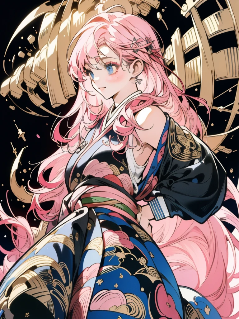 ((masterpiece:1.2, best quality)), ultra detailed, Ultra-precise depiction, Ultra-detailed depiction, (zentangle:1.2), (dynamic pose), (abstract background:1.5), wavy long hair, pink hair, 1girl, colorful, (masterpiece, best quality:1.2), cute,(Woman of) unsurpassed beautyglitter background
Spectacular view
One beautiful girl in a thousand years,japanese,kimono,cute